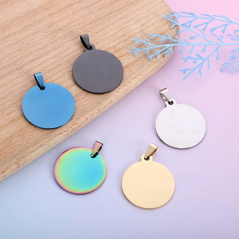 Factory Wholesale Price Round Stainless Steel Dog Label Customized Round Necklace Pet Name Brand Metal Pendant For Small Animal