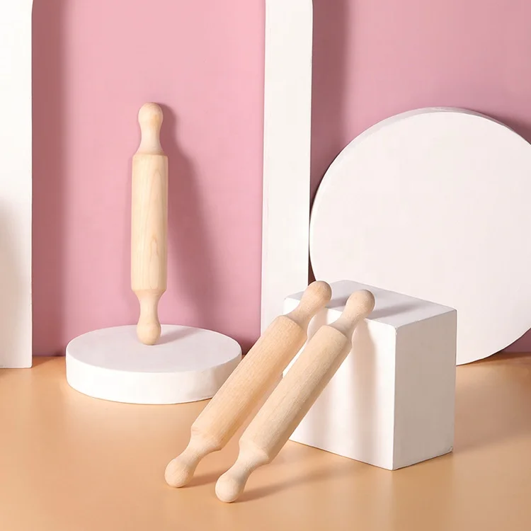 Most Selling Products Educational Toys Child Wooden Decorating Kitchen Toys Non-Stick Small Rolling Pin Wholesale for Baking