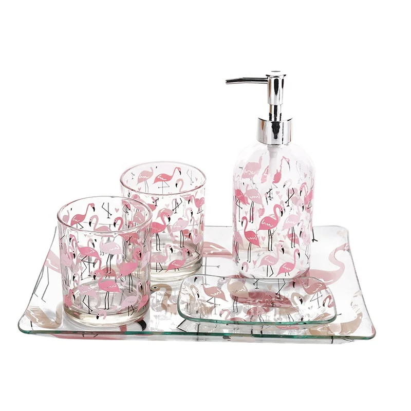 Оптовая продажа из Китая дешевые 5 шт. стекло ванная комната подарочный набор С КАКТУСОМ наклейка на заказ аксессуары для ванной комнаты с мыльница стакан синого водоворота