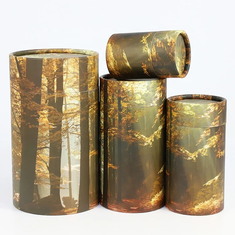 Factory biodegradable cardboard pet casket coffins cremation urn ashes funeral scattering tube