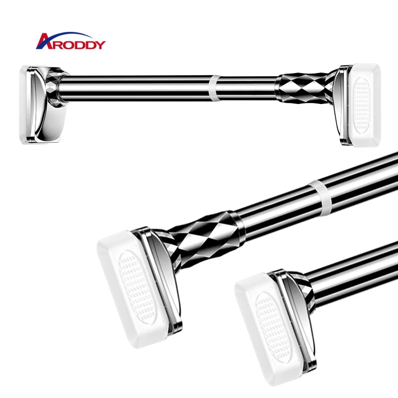 Yarun Stainless Steel 4.1-5.0m Office Adjustable Metal Curtain Pole No Drill Window Spring Tension Telescopic Curtain Rod