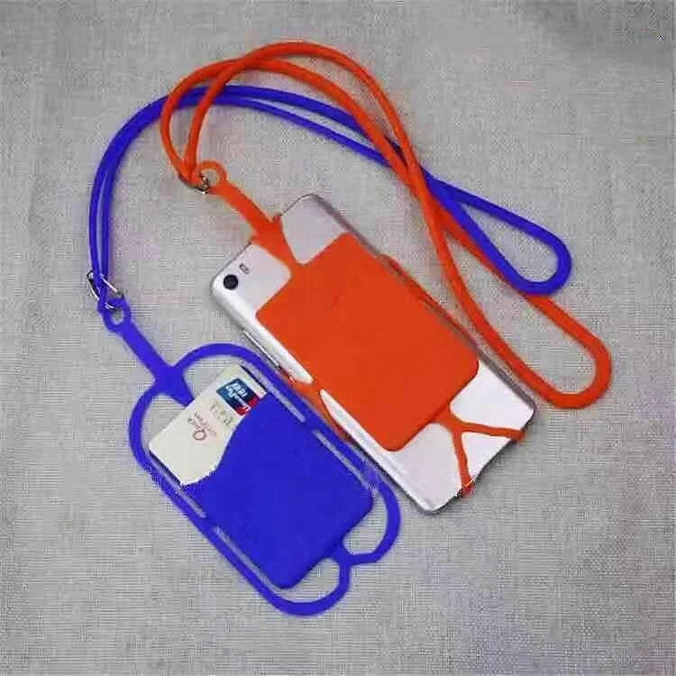 Hot popular phone silicone lanyard neck strap cardholders