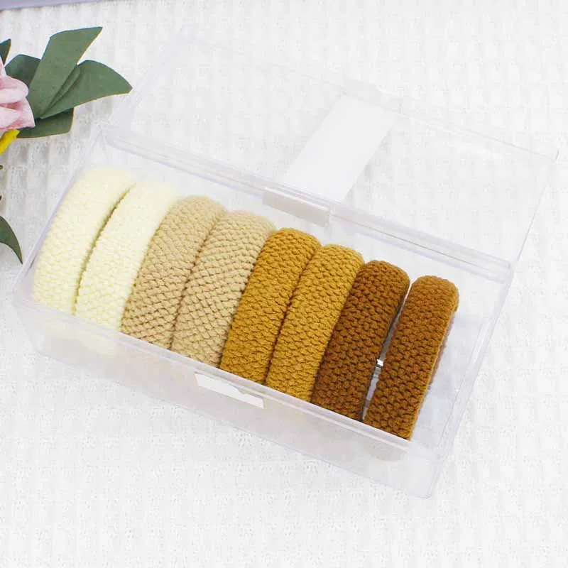 Korean high elastic towel hair ties boxed thicker and dark rubber bands for women