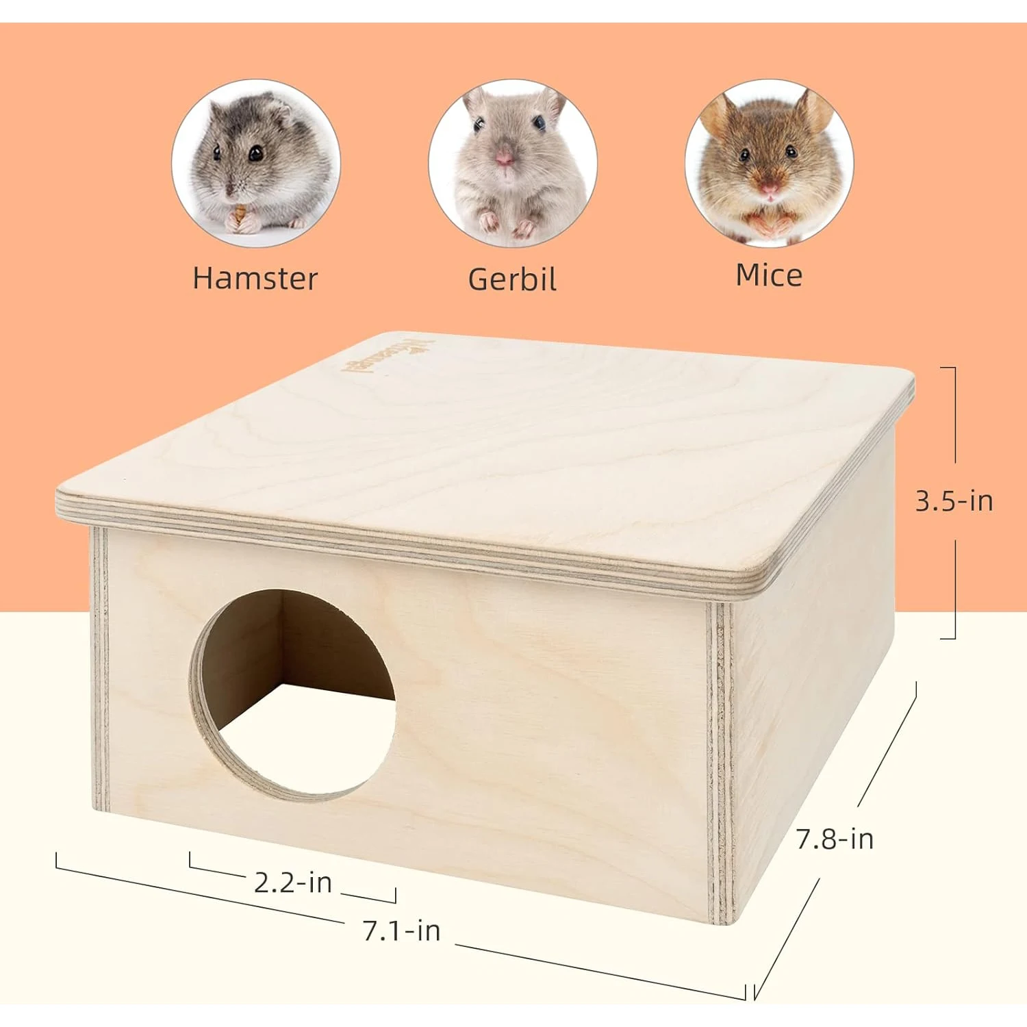 Birch Chamber-Maze Hamster Hideout Polished Woodland House Habitat for Small Pets Including Mice Gerbils Hamsters