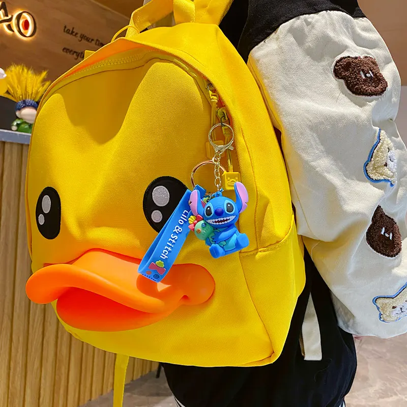 BaiMao cute cartoon Stitch pendant key chain backpack decor keyring 3d plastic PVC keychain