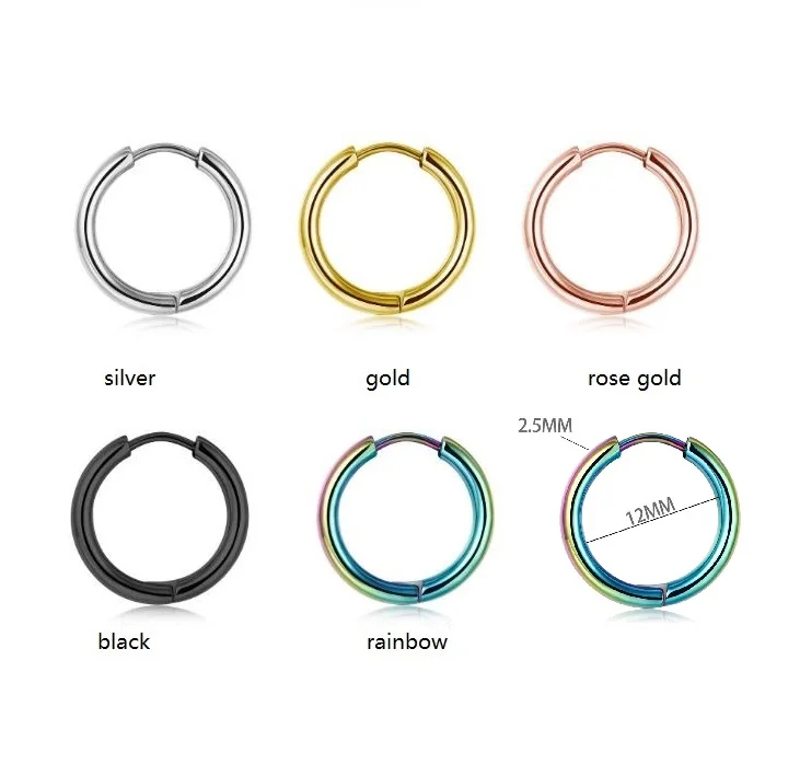 Гипоаллергенные серьги из нержавеющей стали, минималистичные простые круглые серьги-кольца Huggie для женщин, девушек, мужчин, унисекс