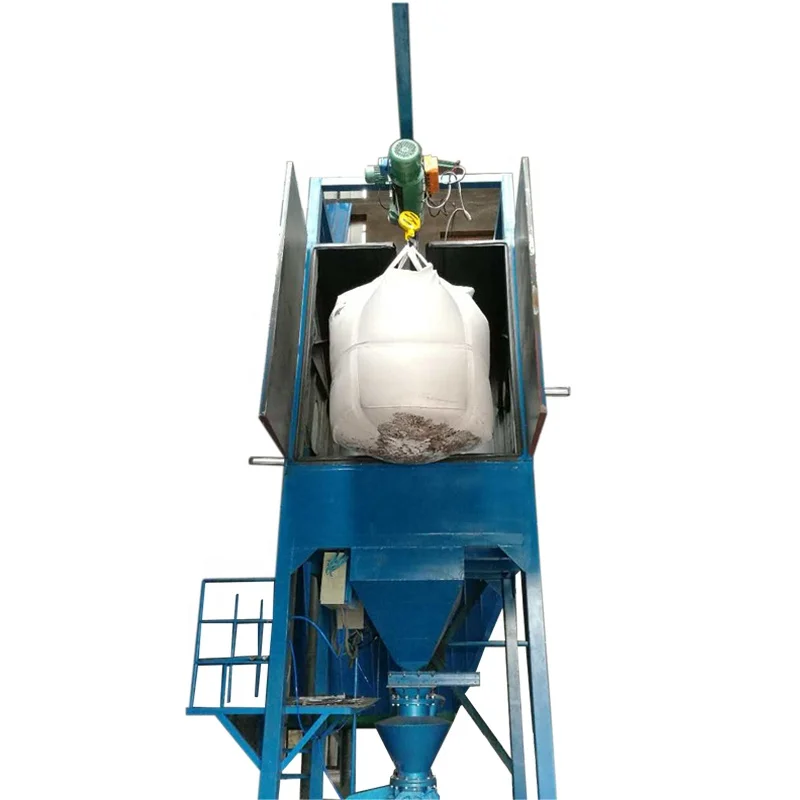 Automatic cement sand granule bulk bag unpacking station discharging unloader machine