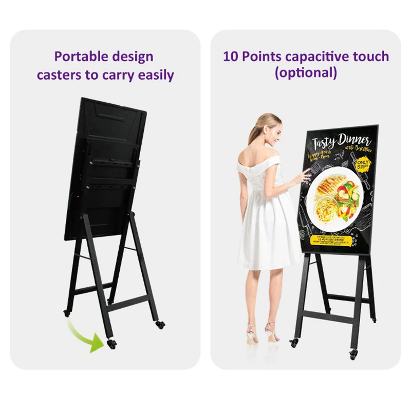 KINGONE Foldable Touch Screen Indoor Video Media Player Advertising Kiosk Portable Digital Signage