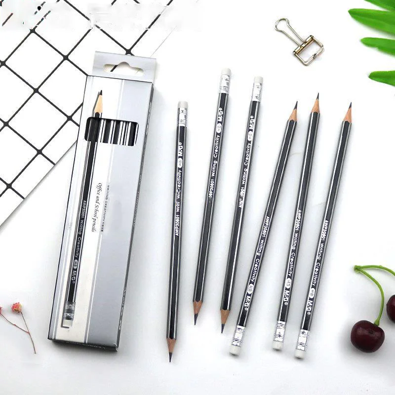 Red Black Draw Bar Red Rod Wood Hb Pencil Classic Cover Red Drawing Sketch Pencil School Supply Pencil