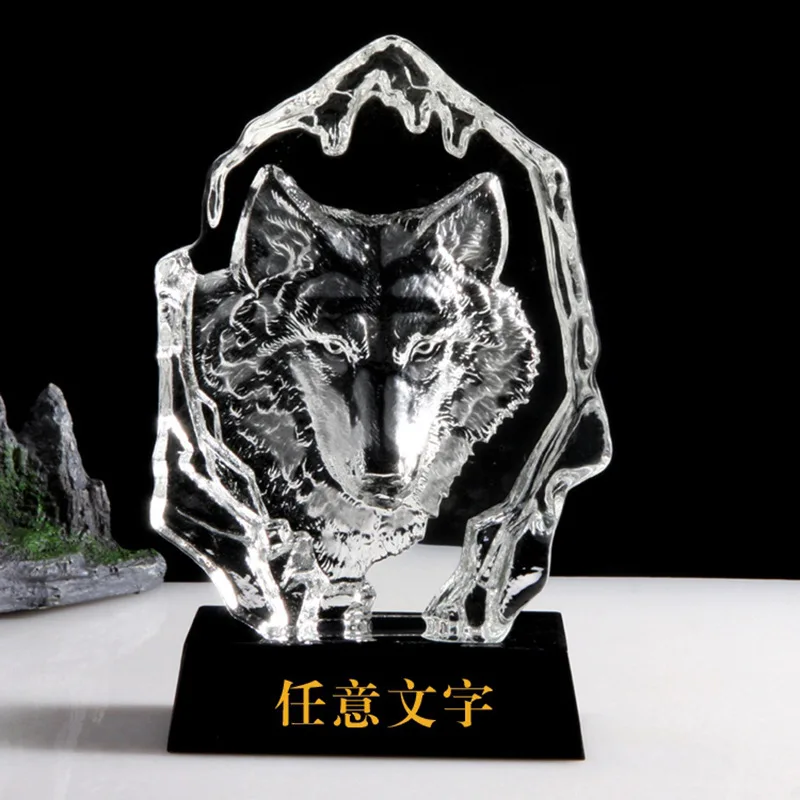 Crystal trophy medal custom iceberg animal wolf lion horse head tiger war wolf head wolf award annual award lettering