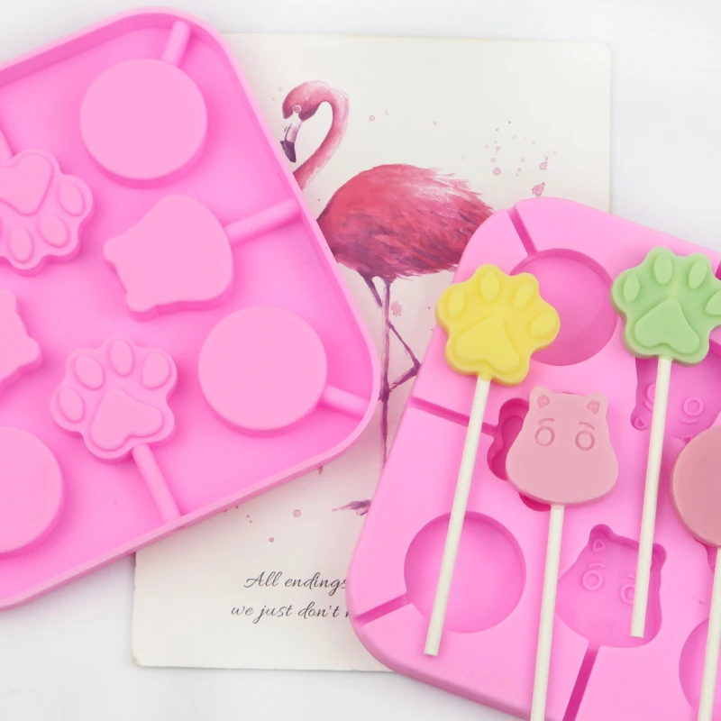 289 factory free sample lollipop mold hard candy silicone hard candy lollipop molds 8 hole feet and bear head shape resin mold