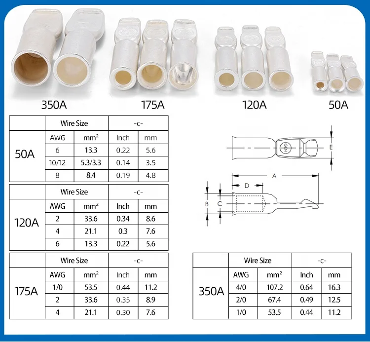 SE50 50A 6/8/10 AWG Gray Connector Andersonstyle 2 pin high current electric power quick Battery Connector plug for forklift