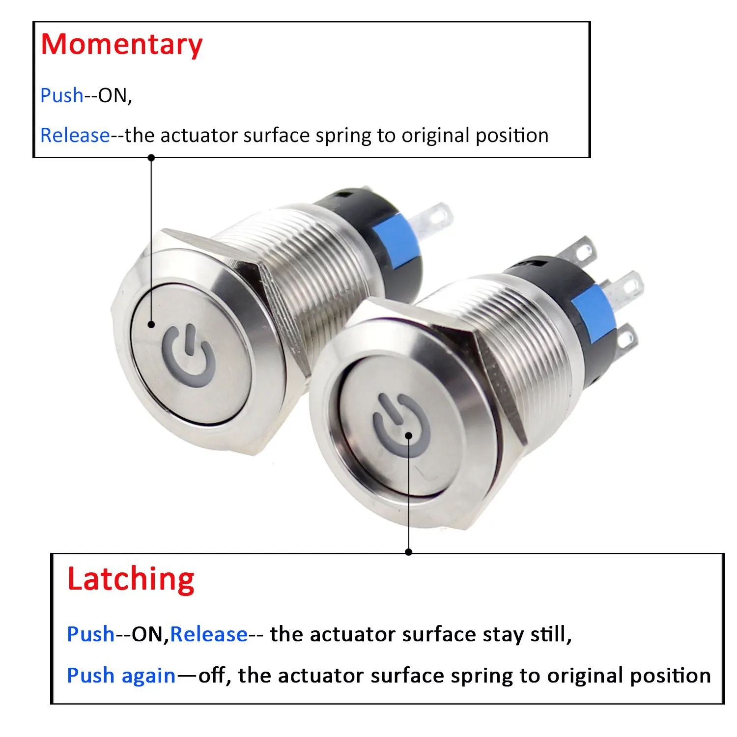 19mm auto engine ignition starter ac power latching push button with led light