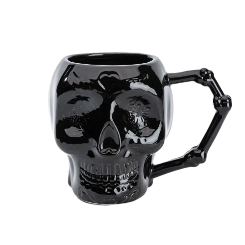 Custom ceramic cute 3d playful skull face shaped coffee mugs for christmas