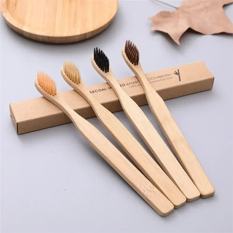 Natural bamboo charcoal soft bristle black brush bamboo toothbrush wooden bamboo handle toothbrush wholesale for hotels