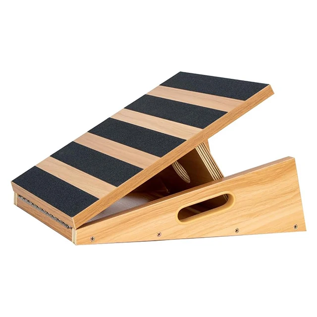 Custom Professional Gym Fitness Exercise Recovery Positions Adjustable Foot Calf Stretch Stretcher Portable Wooden Slant Board