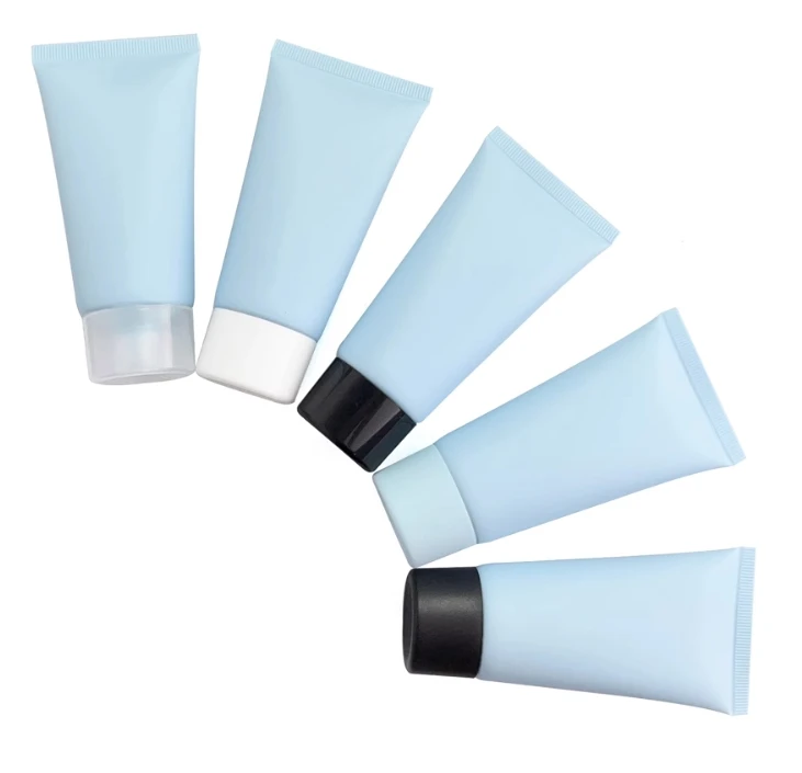 50g Matte Light blue Facial cleanser Plastic Tube BB cream cosmetics packaging containers 50ml Hand Lotion Squeeze soft tube