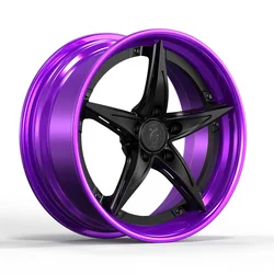 Custom china aluminum alloy 5 holes 16 17 18 19 20 21 22 inch polishing 2 piece forged racing hub rims passenger car wheels