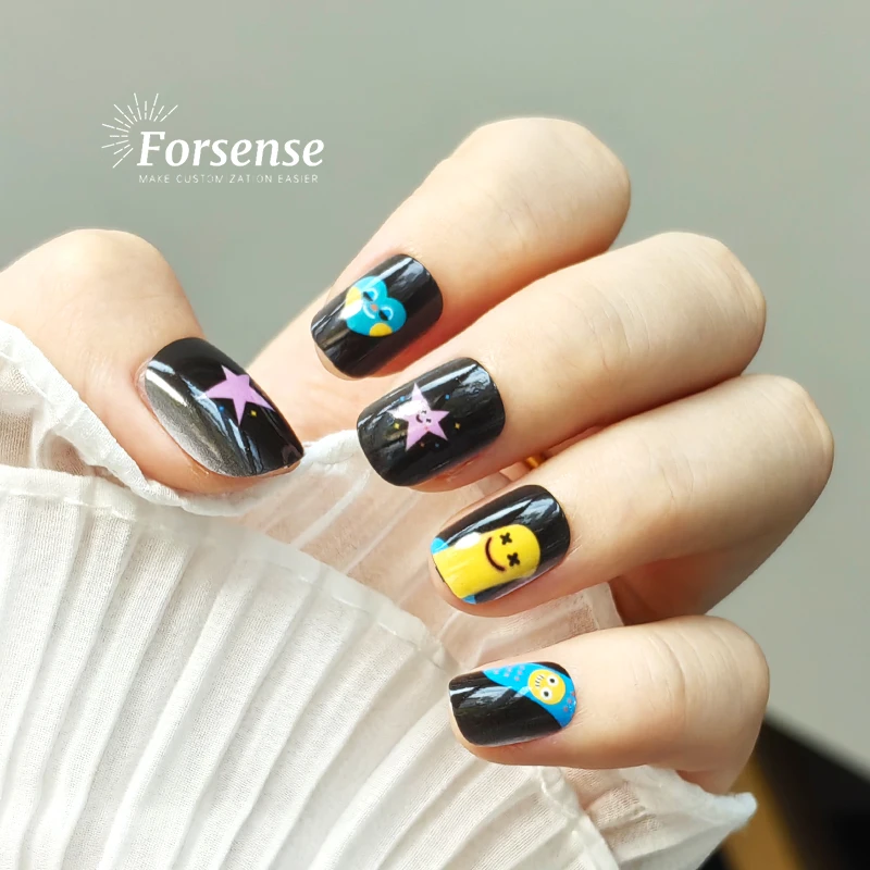 custom design cute girls kids press on nails private label short fake nails for kids wholesale artificial false nails for girls