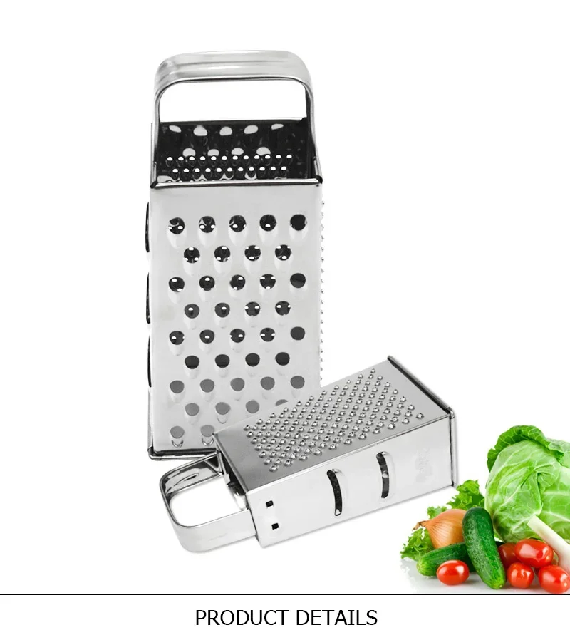 6 Inch Kitchen Box Grater Stainless Steel 4-Sided Handheld Vegetable Slicer Cheese Grater