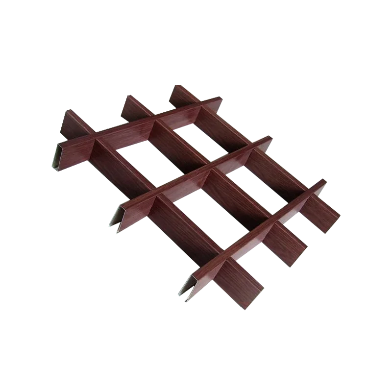 Home Office Hall Wood Look False Ceiling Design Aluminum Open Cell Grid Ceiling Metal Slat Grille Ceiling Panels Interior Decor