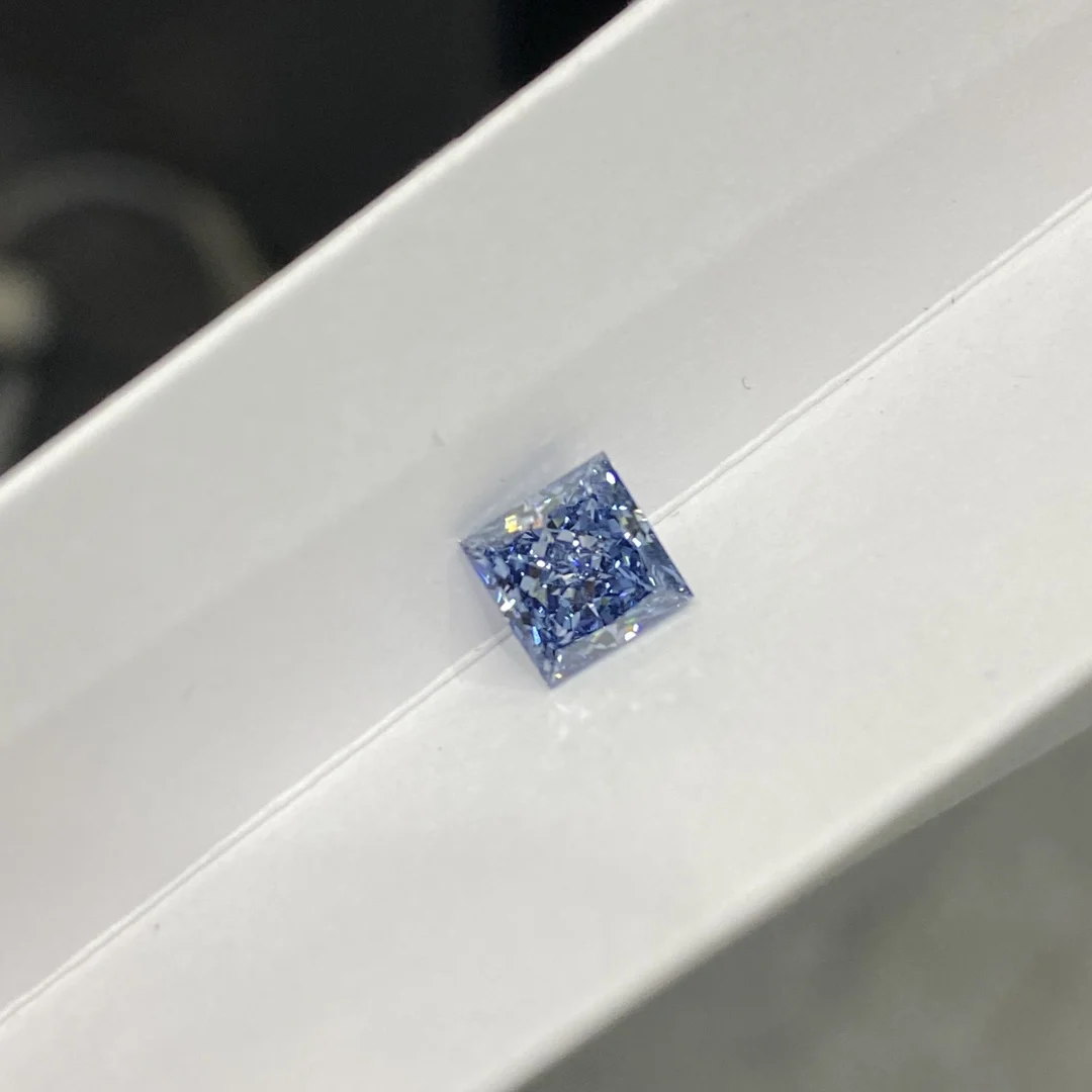 Messi Fancy Intense Blue Princess Cut1.47CT VS1 Loose CVD Diamond HPHT Diamond