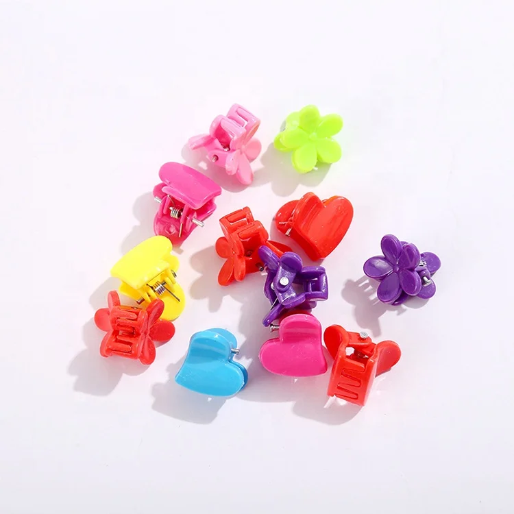 Lovely Heart Flower Butterfly Plastic Mini Hair Claw Clips For Little Girls Kid Hair Accessories