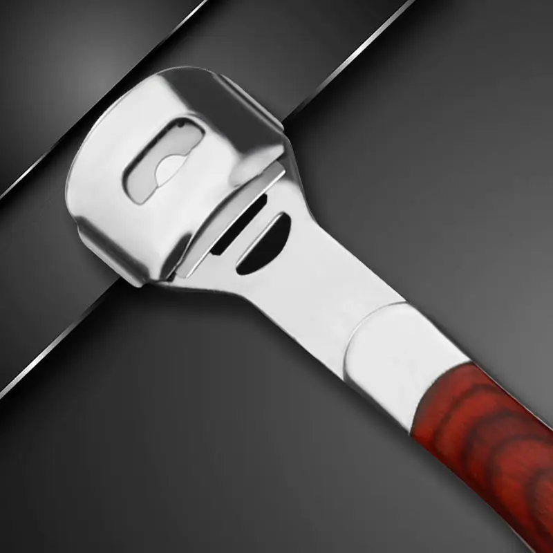 Multi-function  Stainless Steel Dead Skin Remover Foot Scraper with Wooden Handle for Foot Caring