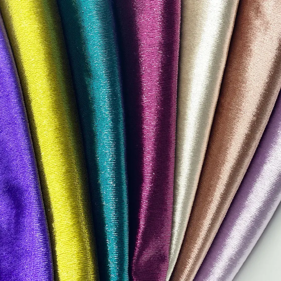 250gsm weight 135cm width lurex metallic cationic silver velourpoly lurex heavy plain yarn dyed velvet fabric for suit skirt