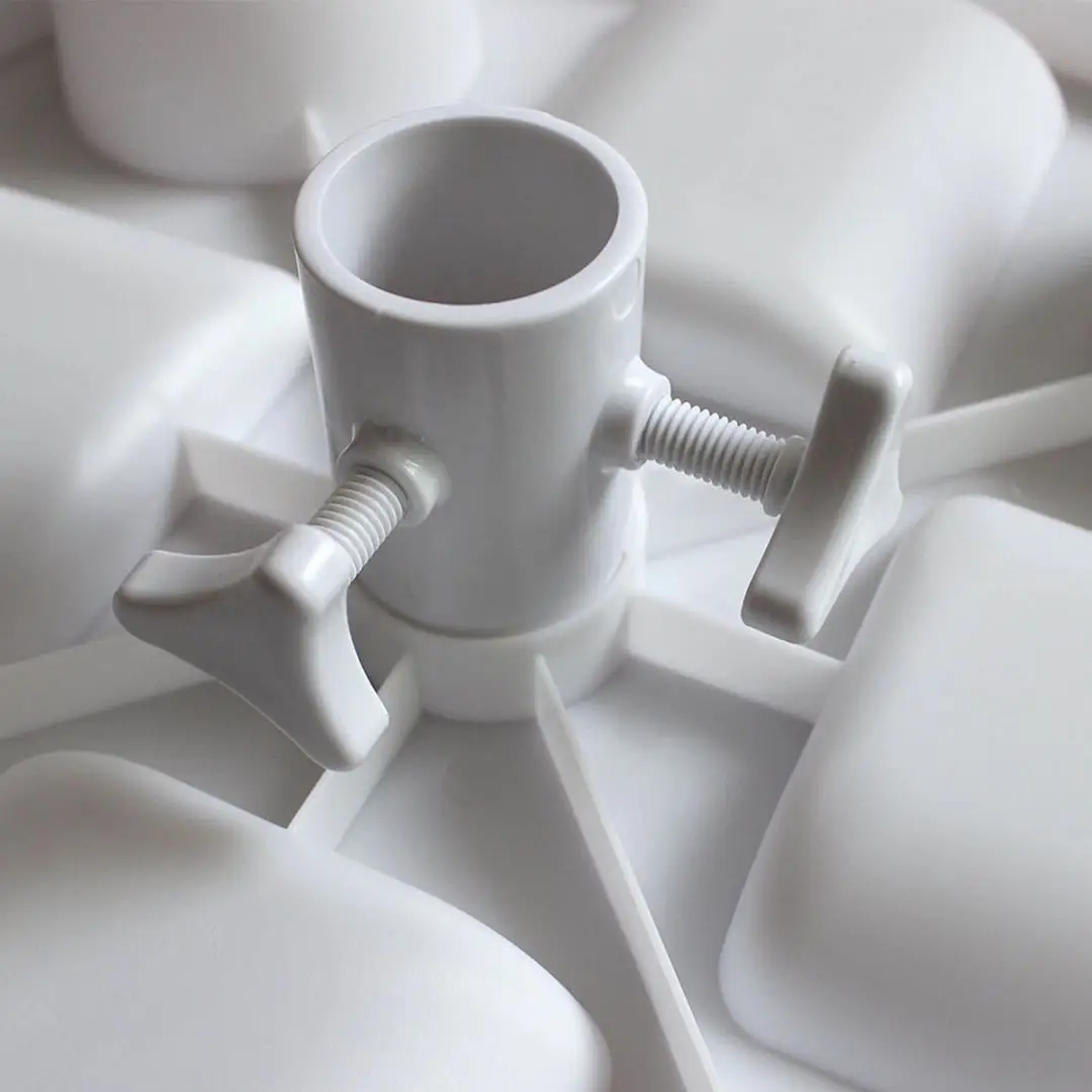 Outdoor white plastic beach umbrella  Medium-Sized Plastic Beach Umbrella Table Tray with 4 Cup Holder and Holes on the Side