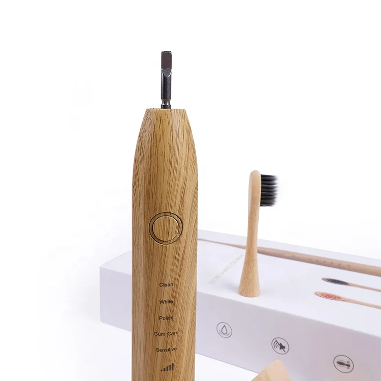 Zero Waste Electric Replaceable Brush Heads Wood Toothbrush Eco-Friendly Natural 360 degrees Cleaning Bamboo Toothbrush