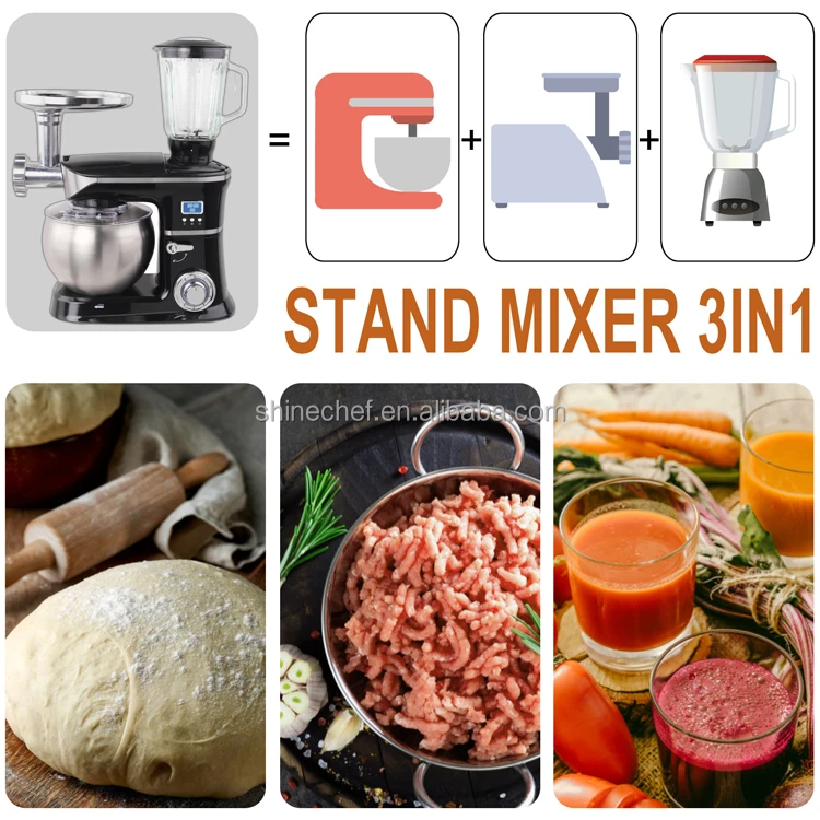 OEM 6.5L 7L  Multifunction Dough Electric Cake Mixer Household Kitchen Machines Stand Food Mixers With LCD Timer