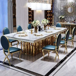 luxury dining room furniture modern metal dining table set 8 seater gold dining table