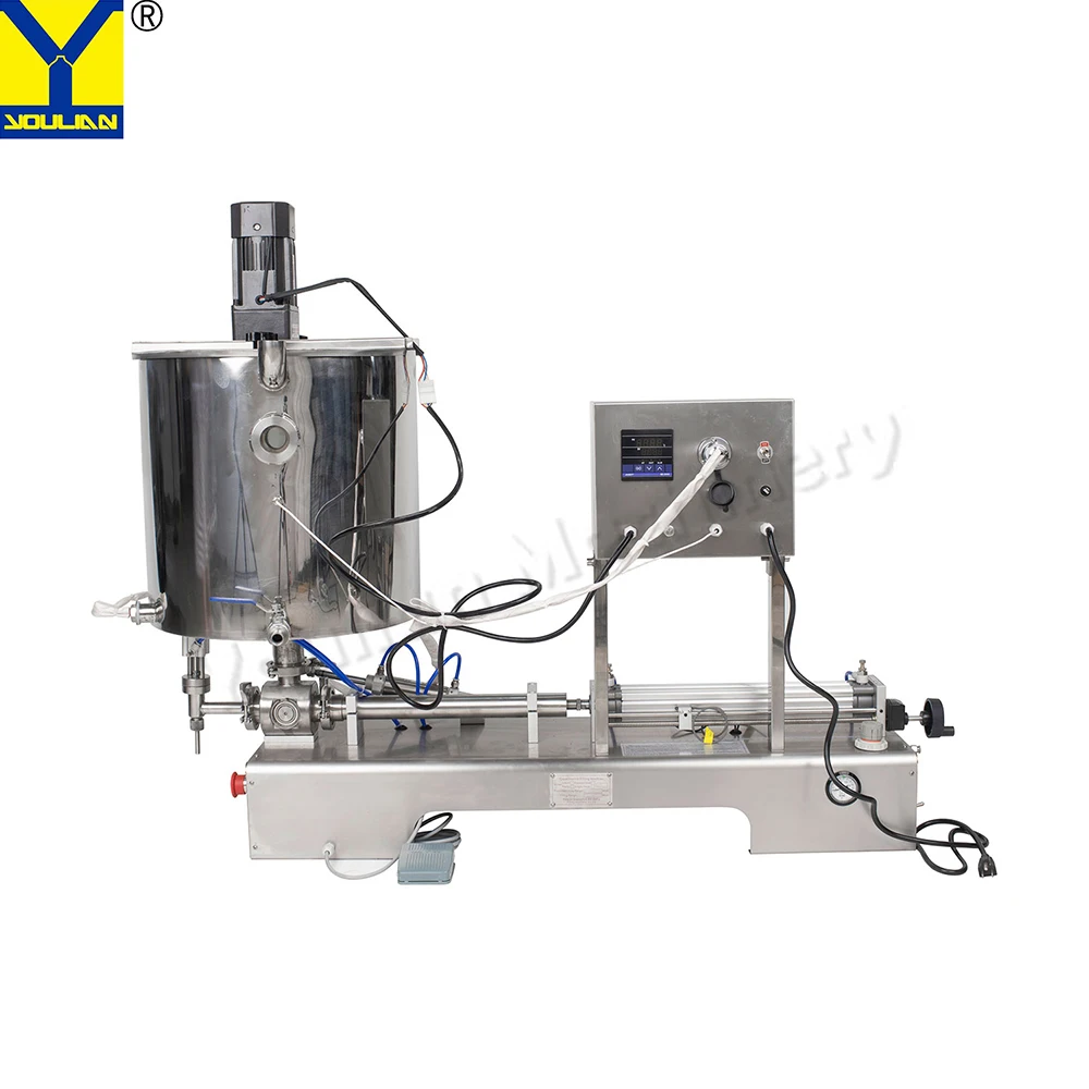 G1WJD Semi Automatic Single Head Bottling Machine Heated Mixing Bottle Filling Machines for Hot Paste