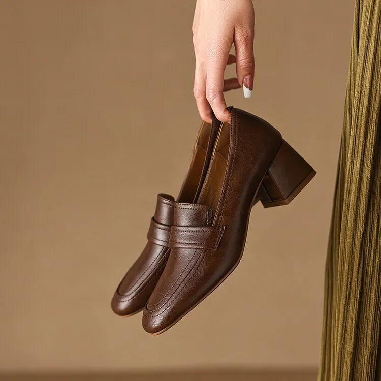 Cialisa Luxury Ladies Beautiful Simple Design Suitable 5cm Block High Heels Breathable Pumps Shoes Women Office Shoe