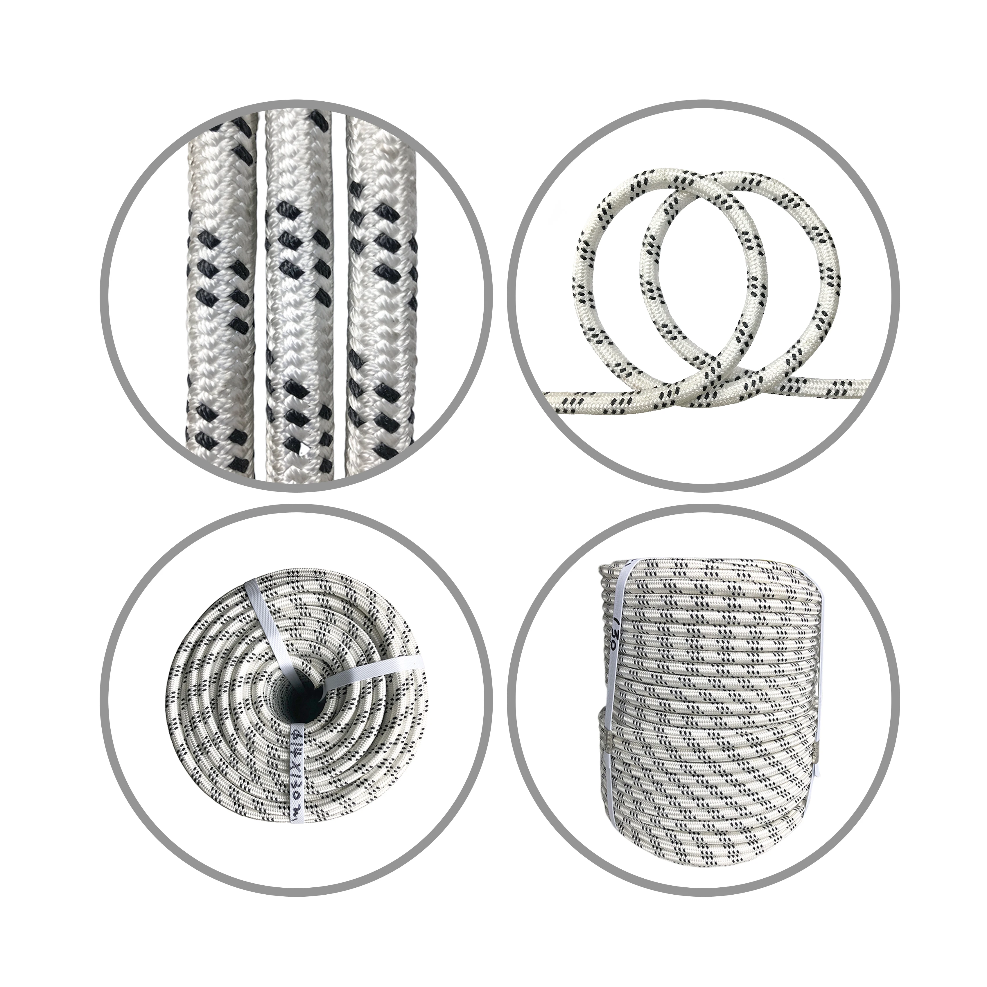 18mm white black double braided polyester rope