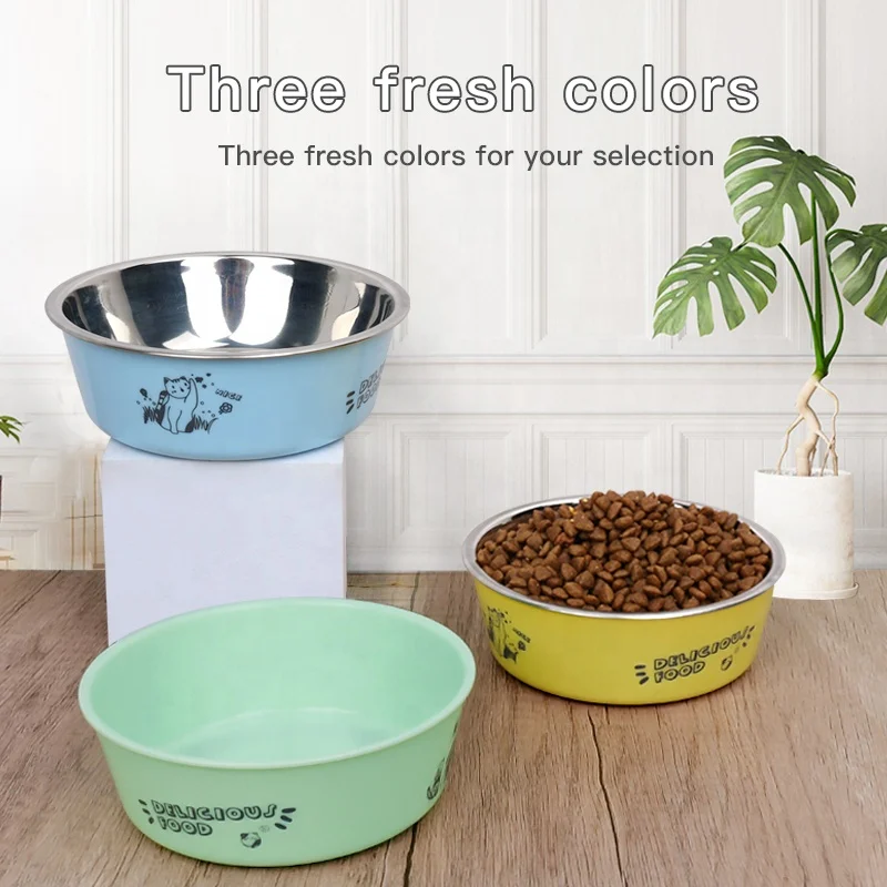 Factory Wholesale Custom Logo Antislip Double Decker Portable Travel Stainless Steel Cat Food Bowl Pet Dog Water Bowl