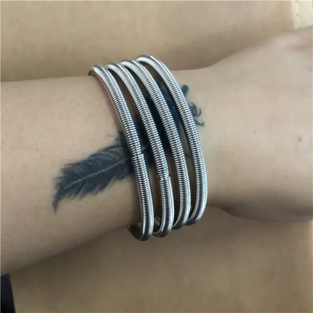 
4MM Large Guitar Strings Platinum Plated Spring Bracelet 