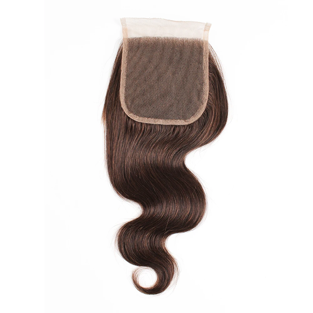 Dark Brown Color 4 Brazilian Human Hair  Bundles With Closure