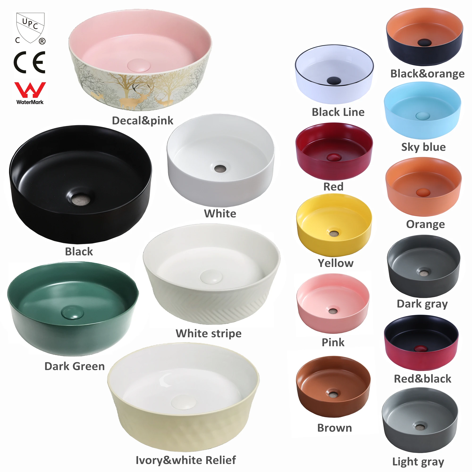 
Color ceramic round lavabo art luxury bathroom sinks wash basin 