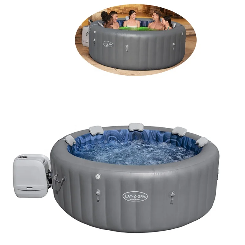 Bestway 60075 Lay-Z-Spa Portable Massage Spa Inflatable Round Hot Tub Outdoor