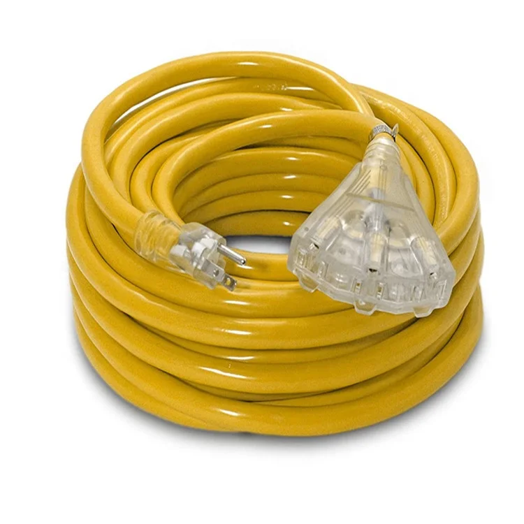 50 ft 10 gauge extension cord Heavy Duty 3 Outlet Lighted SJTW Indoor Outdoor Extension Cord