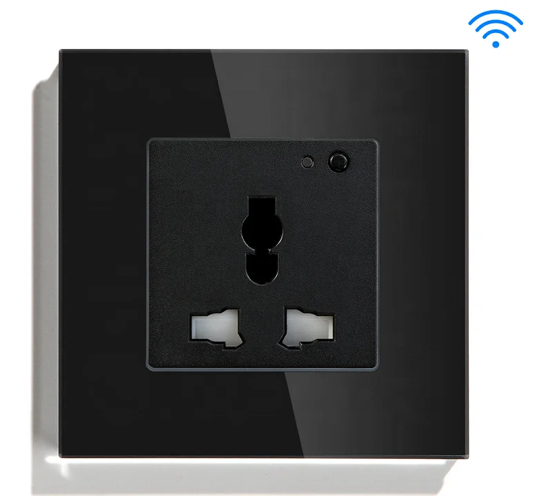 MVAVA Smart Wifi Socket Plug Socket Glass Black 1 Gang 13A 100000 Times CN;ZHE 240V Box OEM 50