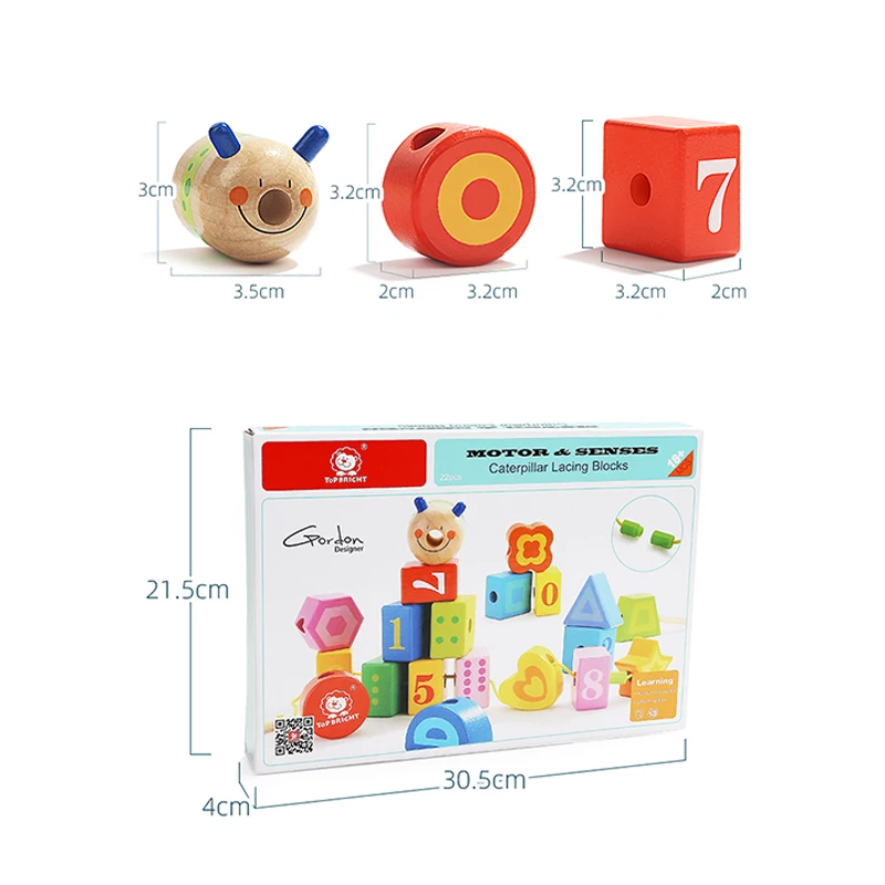 Topbright Number Building Blocks for Toddlers Beads Wooden beaded game Educational Wooden Toys Kids