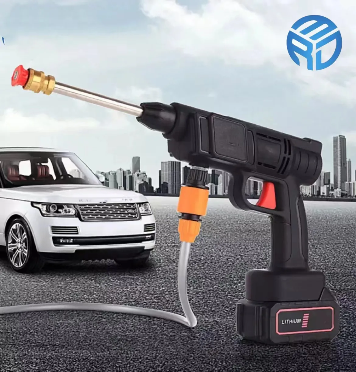 MRD Portable Powerful High Pressure 24v 48v Lithium Cordless Wireless Car Wash Water Jet Foam Gun Car Washer