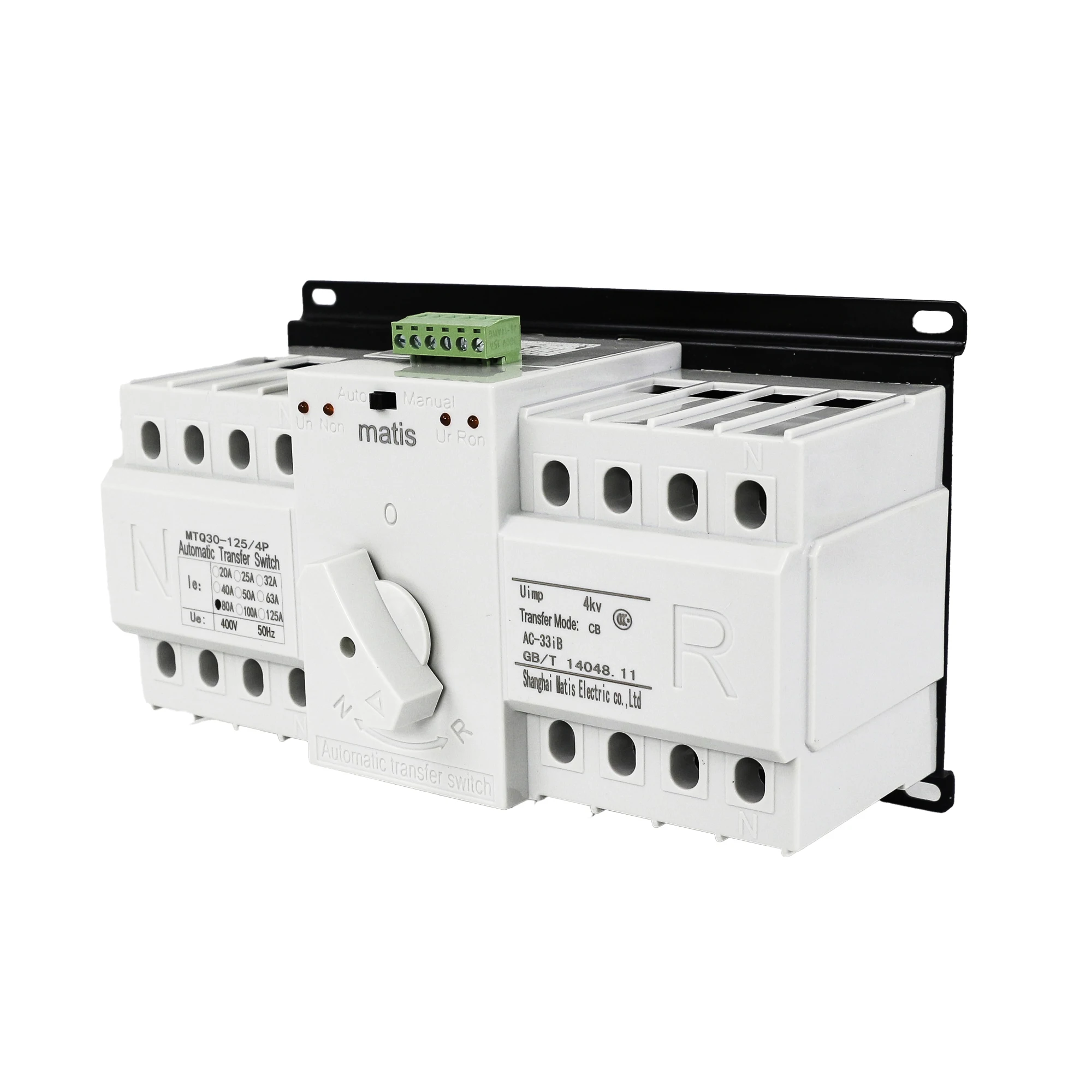 220V 80A 4P Mini Intelligent Dual Power Automatic Transfer Switch Circuit Breaker Rated Voltage 400V