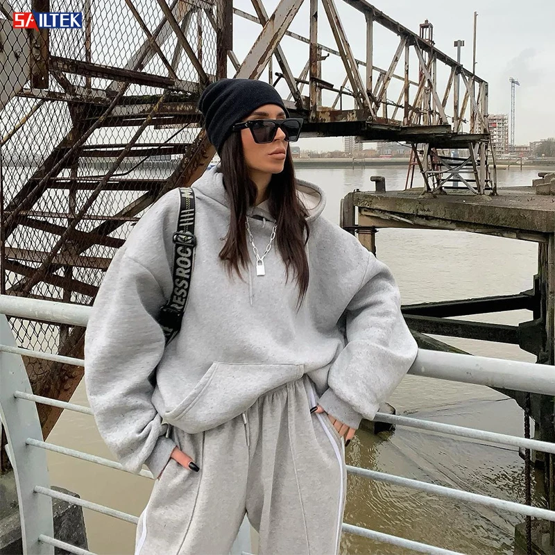 2021 высококачественные толстовки с вышивкой на заказ, удобный толстый флисовый пуловер с длинным рукавом, Женская Толстовка Оверсайз