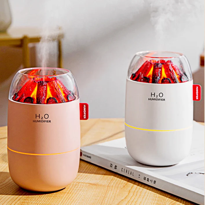 Portable 280Ml Night Light Aroma Diffuser Smart Simulated Carbon Fire Water Spray Electric Mini Air Humidifier For Home