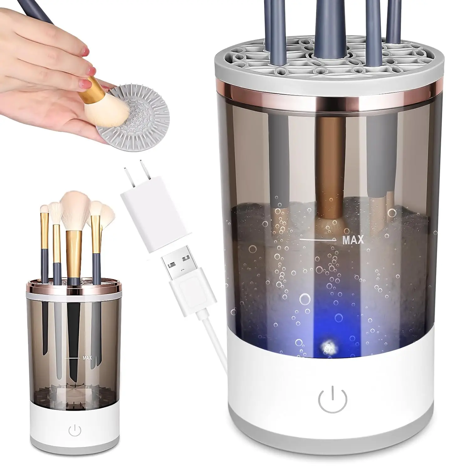 Electric Makeup Brush Cleaner Machine 4 in 1 Cosmetic Brushes Cleaning Tool  Portable Spinner washing blender for All Size Brush