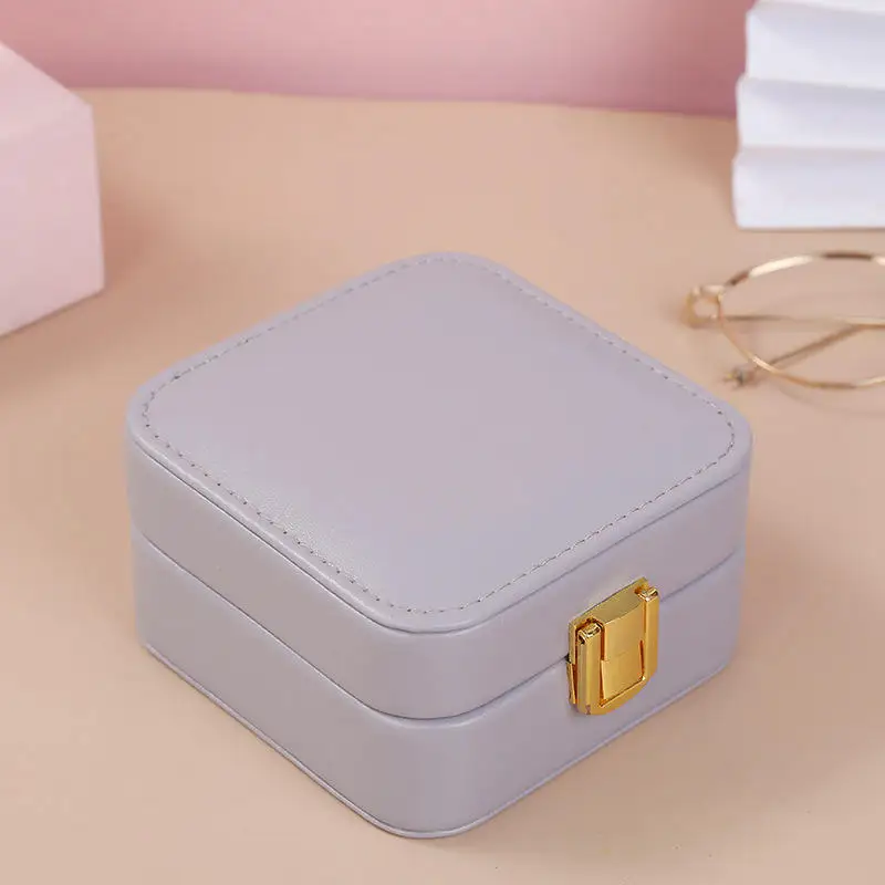 Wholesale Low MOQ Custom Logo jewelry box Fancy earring ring necklace pu leather jewelry ring box for Travel